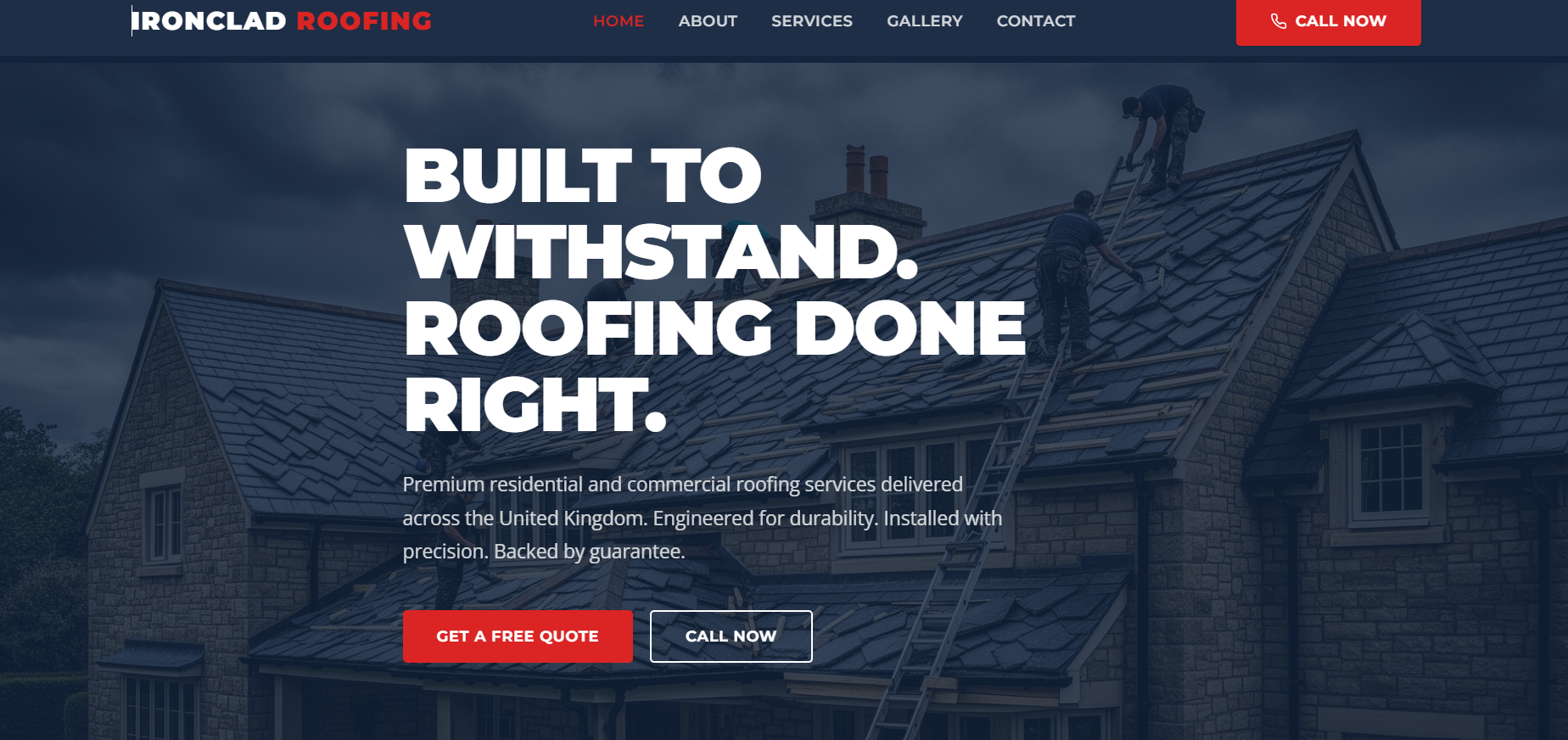 Ironclad Roofing website